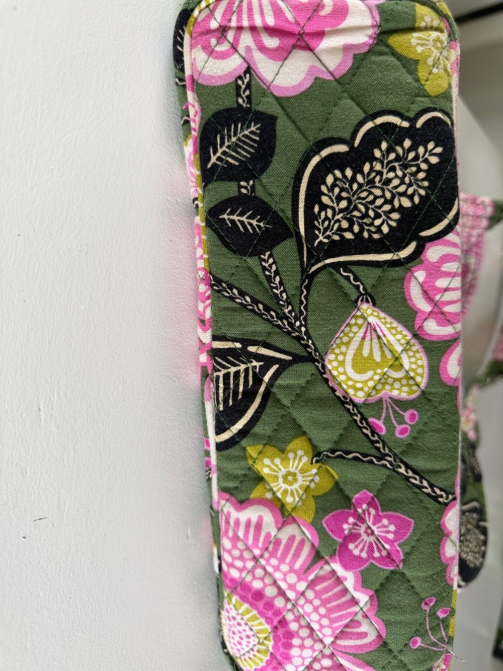 Vera Bradley Green Quilted Tote with Pink Floral Pattern - Picture 5 of 5